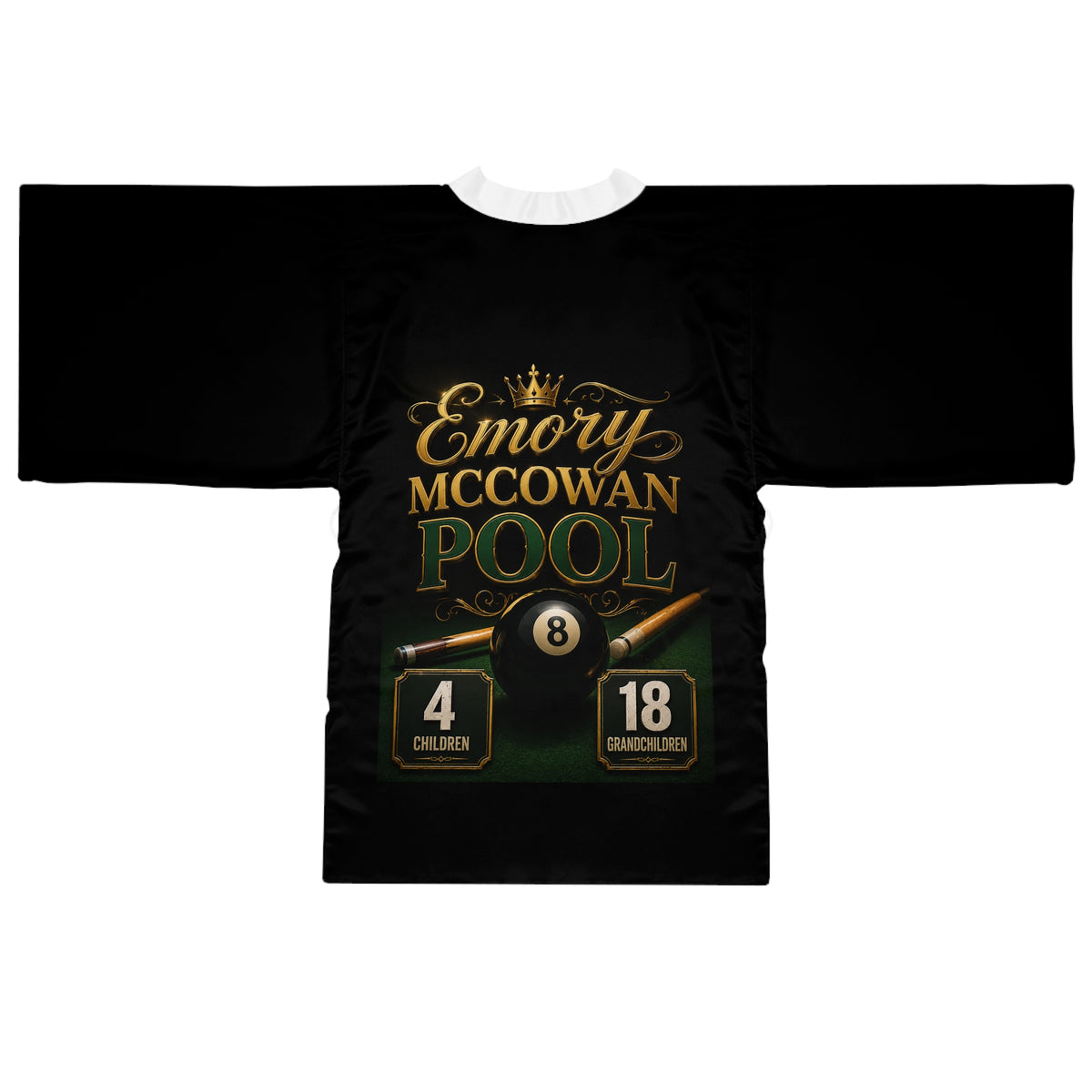 Pool Champion Kimono Robe — Personalized 'Emory McCowan Pool' 8-Ball Design