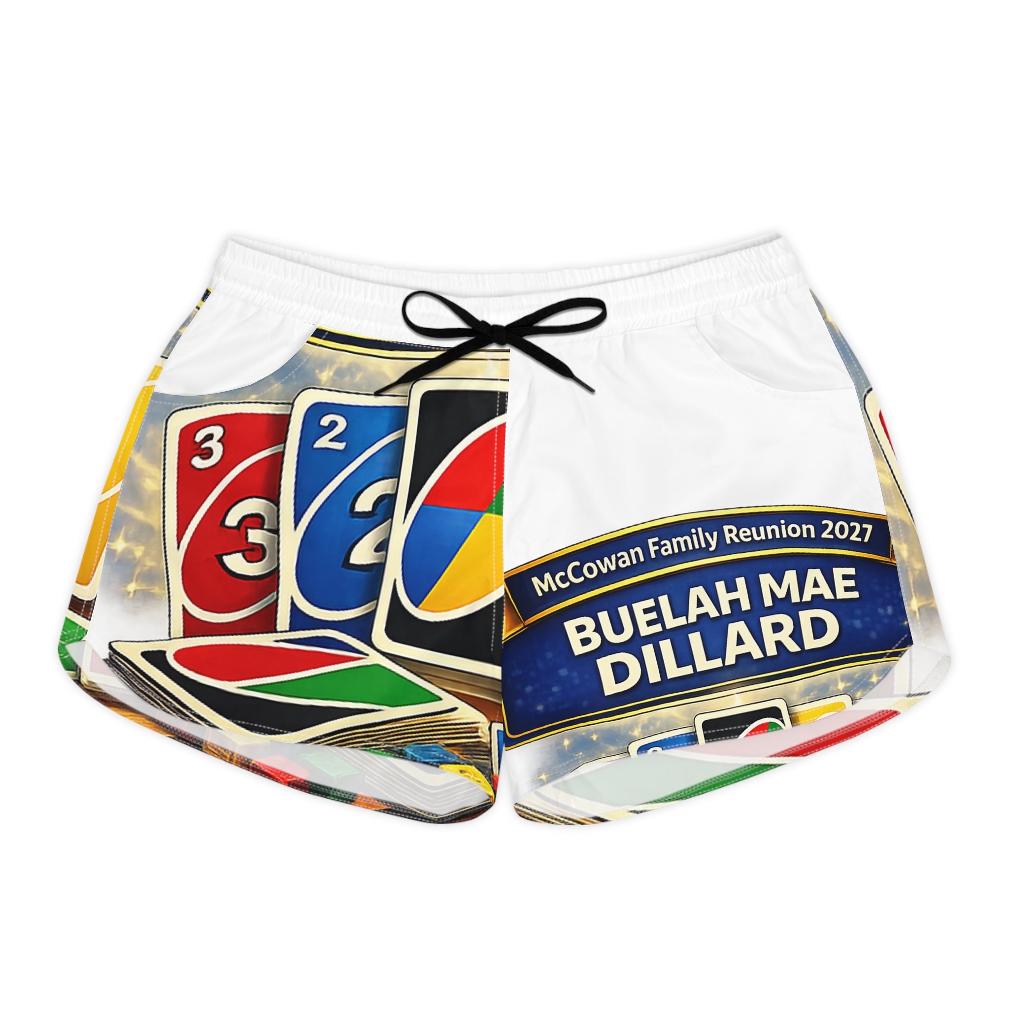 Women's UNO Card Game Shorts — Personalized Family Reunion Design