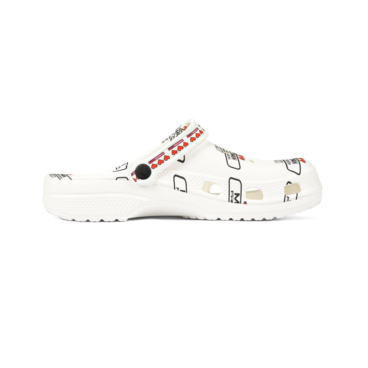 Comfort Foam Clogs — Cute License Plate & Hearts All‑Over Print