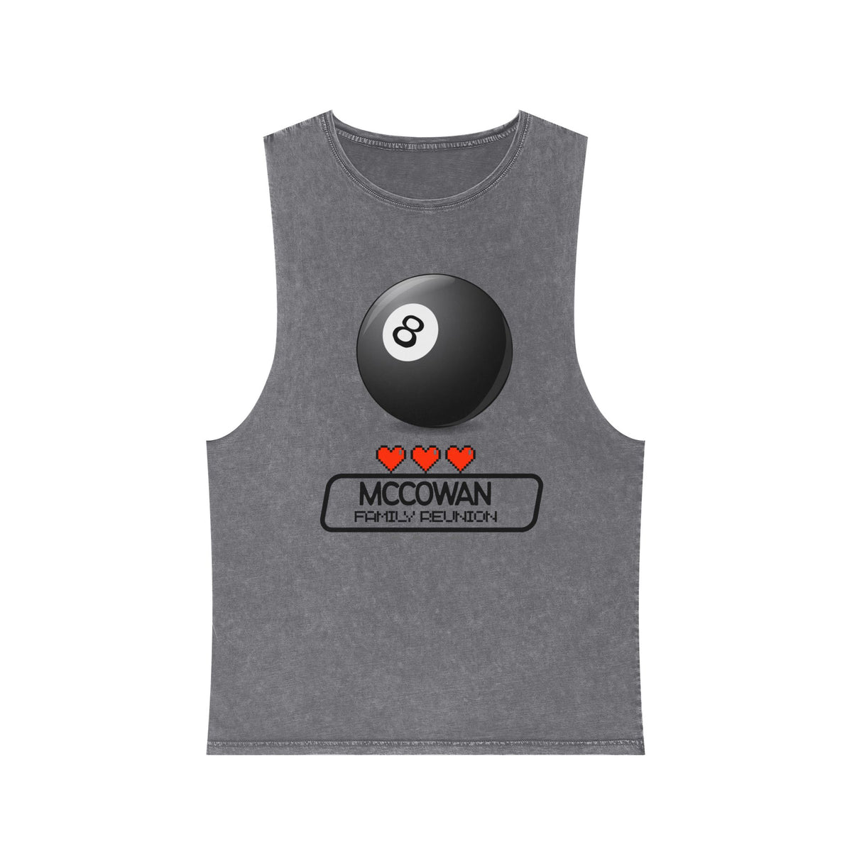 8-Ball Pool Tank Top — Personalized 'McCowan' Vintage Stonewash Sleeveless