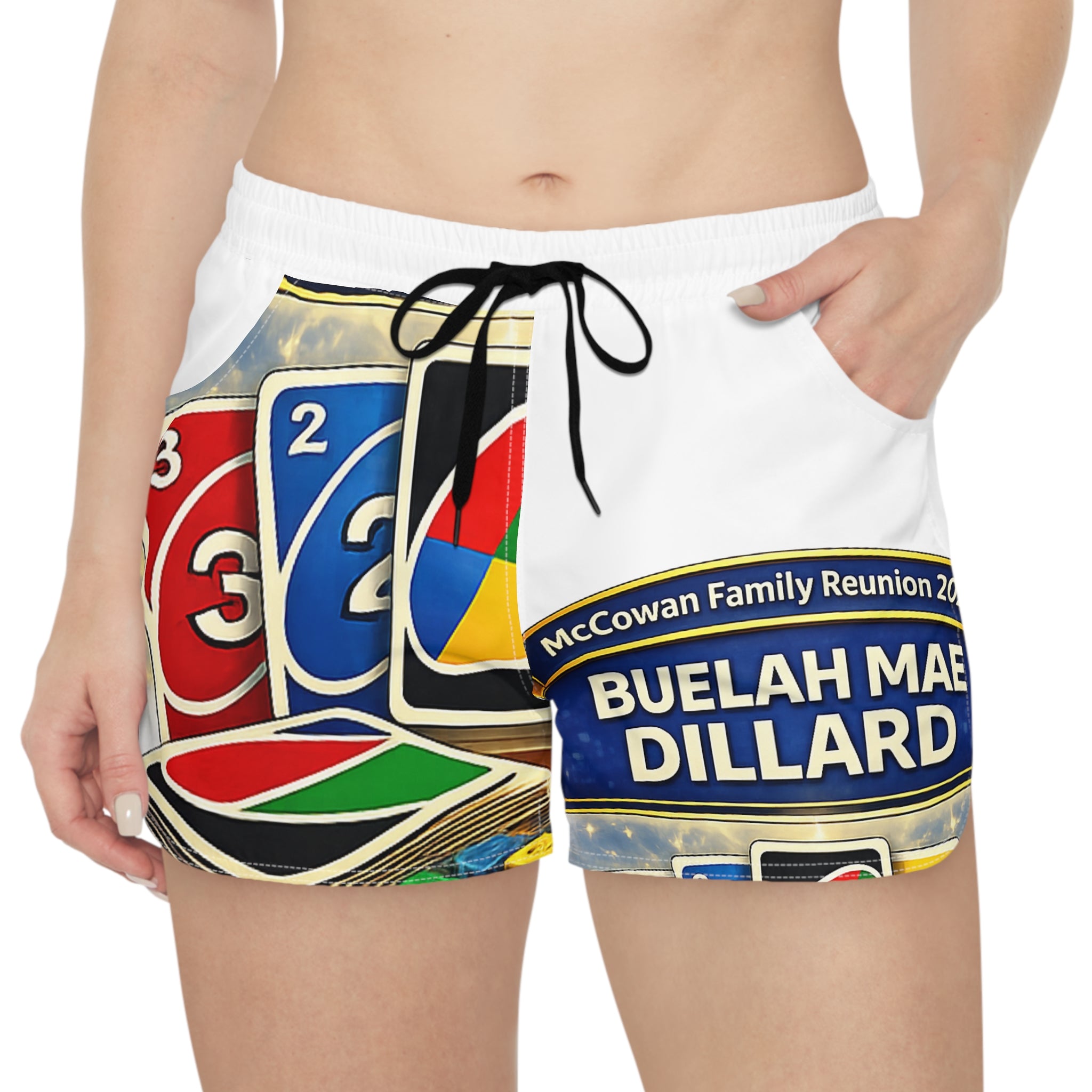 Women's UNO Card Game Shorts — Personalized Family Reunion Design