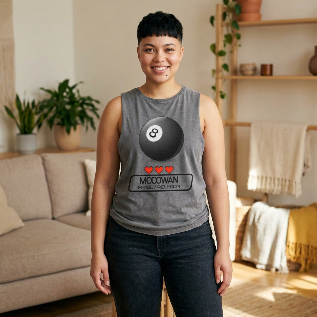 8-Ball Pool Tank Top — Personalized 'McCowan' Vintage Stonewash Sleeveless