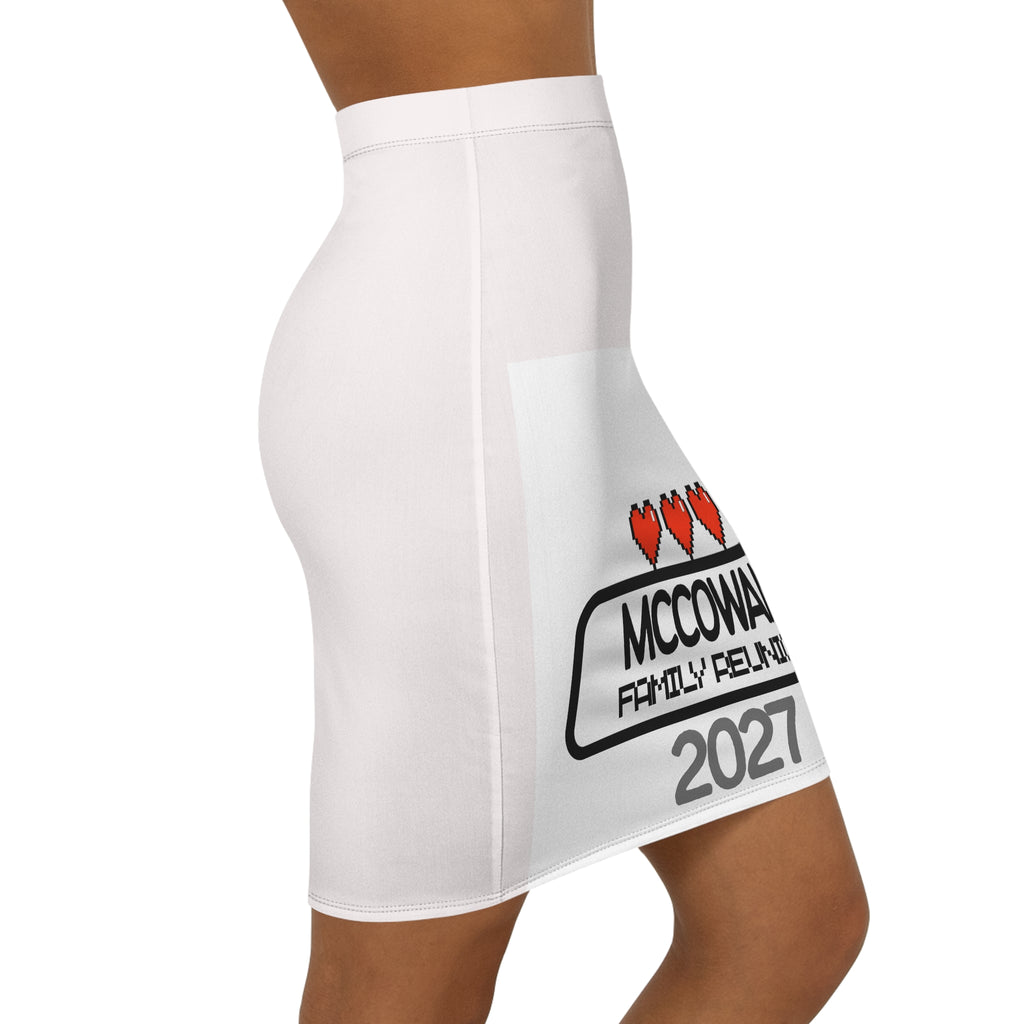 McCowan Family Reunion 2027 Pencil Skirt — Retro Pixel Heart Reunion Apparel