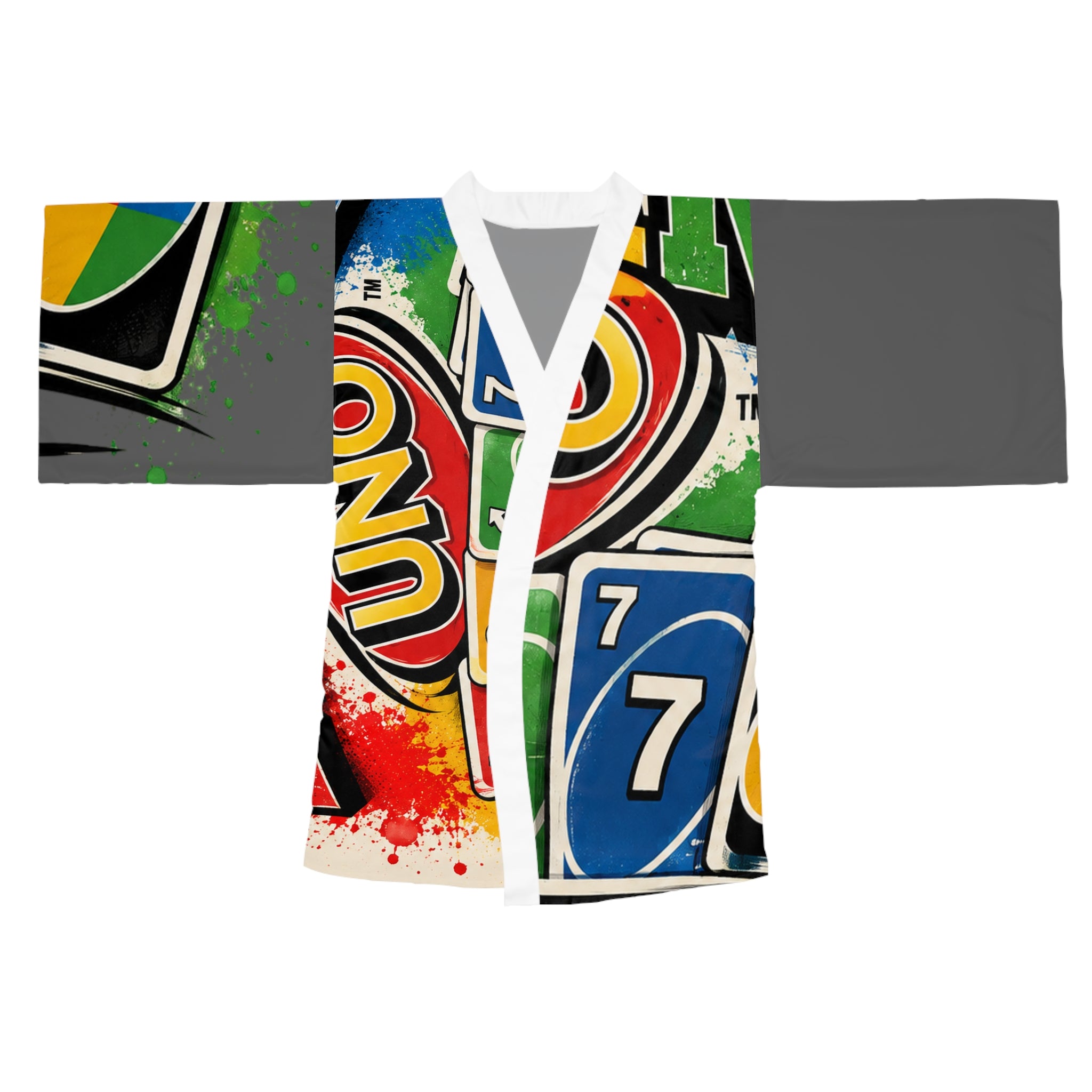 UNO Game Night Kimono Robe — Personalized Family Name & Colorful Card Design