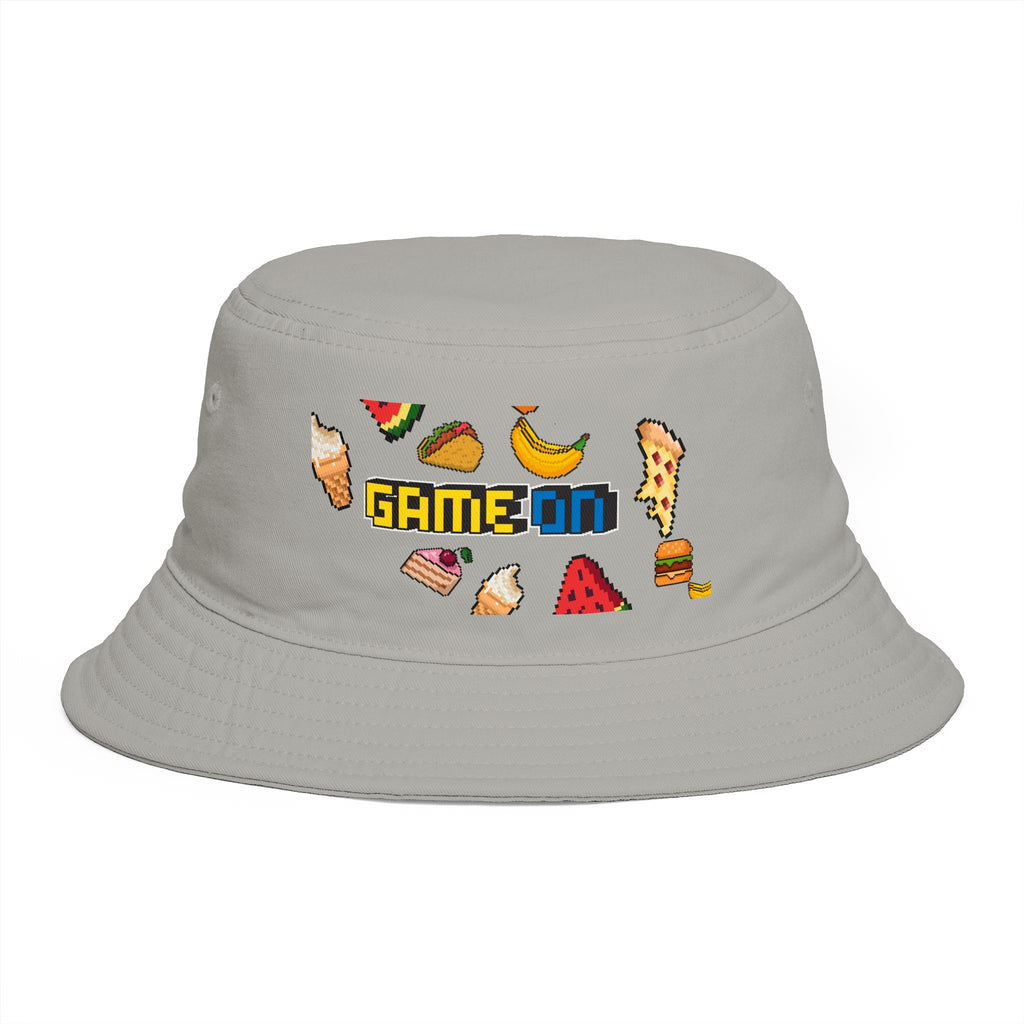 Game On Pixel Snack Bucket Hat — Retro Gamer Food Icons