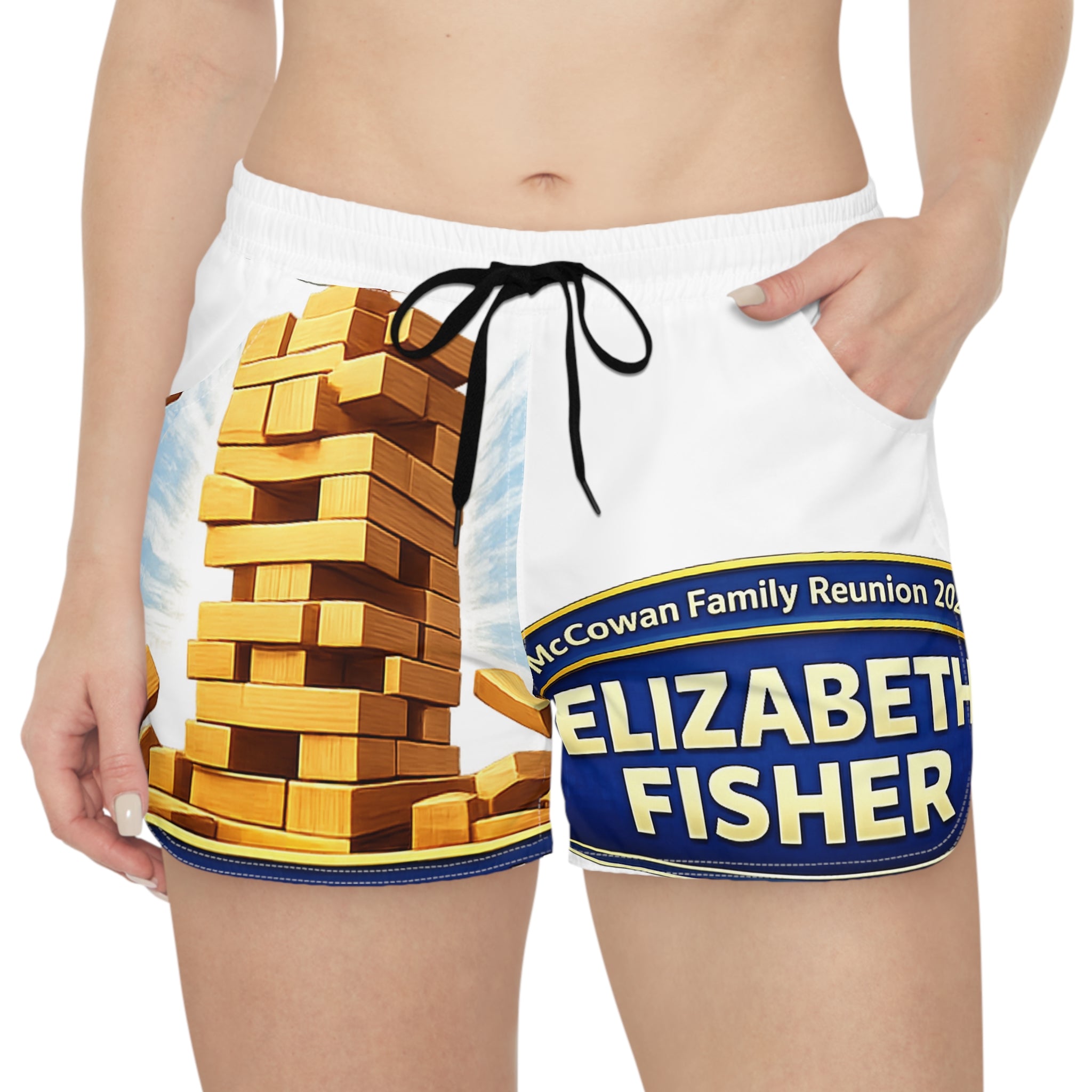 Personalized Family Reunion Shorts - Jenga Game Design (Add Name)