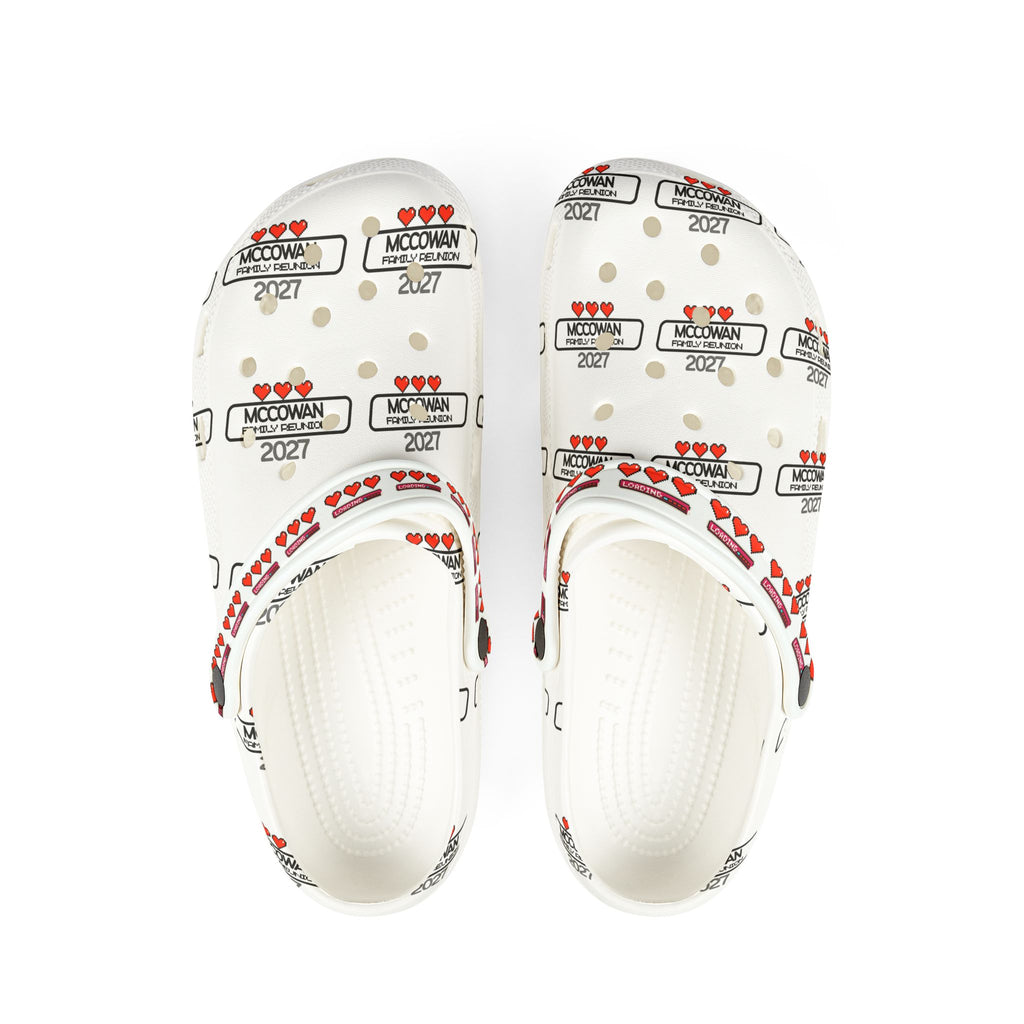 Comfort Foam Clogs — Cute License Plate & Hearts All‑Over Print